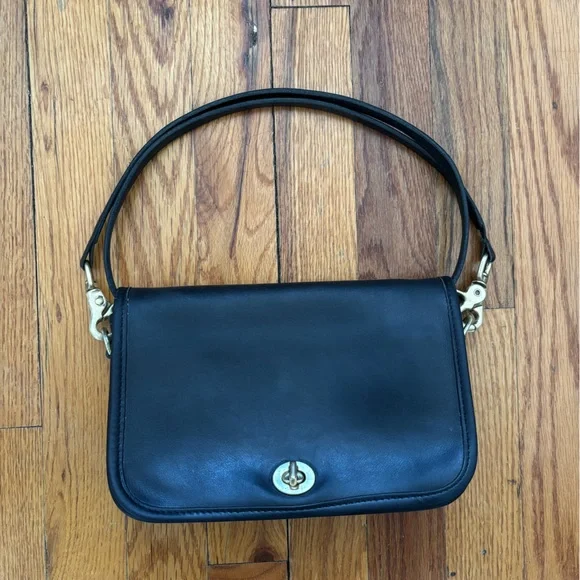 Coach Vintage Full Leather Penny Pocket Crossbody with Removable Strap - Black - Picture 3 of 9